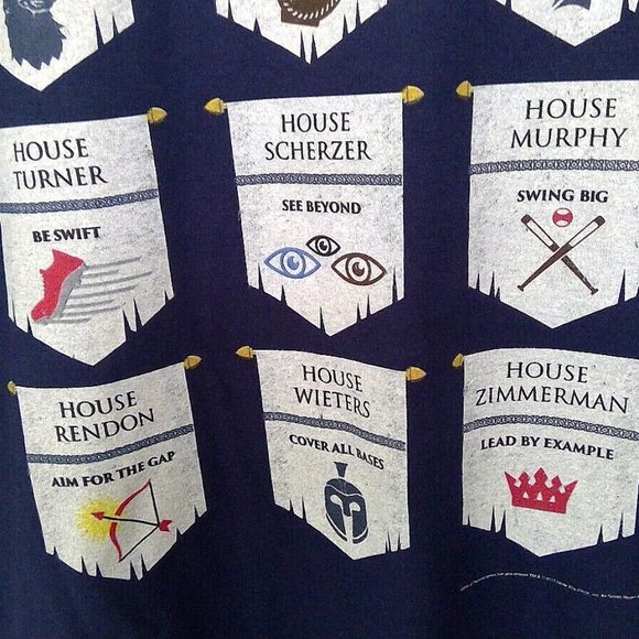 Washington Nationals SGA Game of Thrones Night T-Shirt L 6/23/17 Player's Houses - Picture 5 of 8